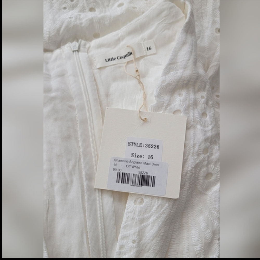 White Eyelet Maxi Dress - Shamrine Anglaise US 16 - Picture 4 of 10